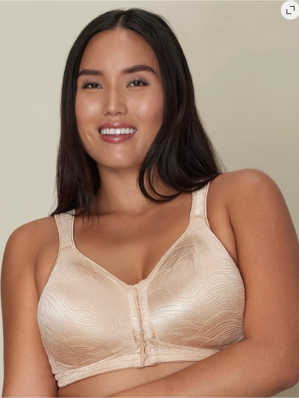 Playtex Front-Close Wireless Bra in Beige/Nude